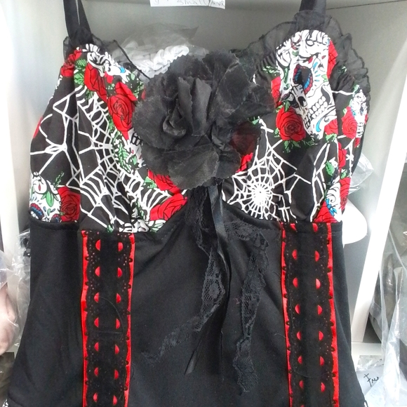 NEW Day of the Dead Sugar Skull Halloween Costume Dress - Picture 6 of 16